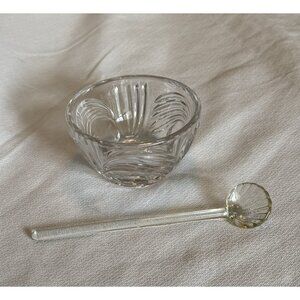 Princess House Heritage Swirl & Dot Lead Crystal Sugar Bowl w/ Shell Spoon Ladle